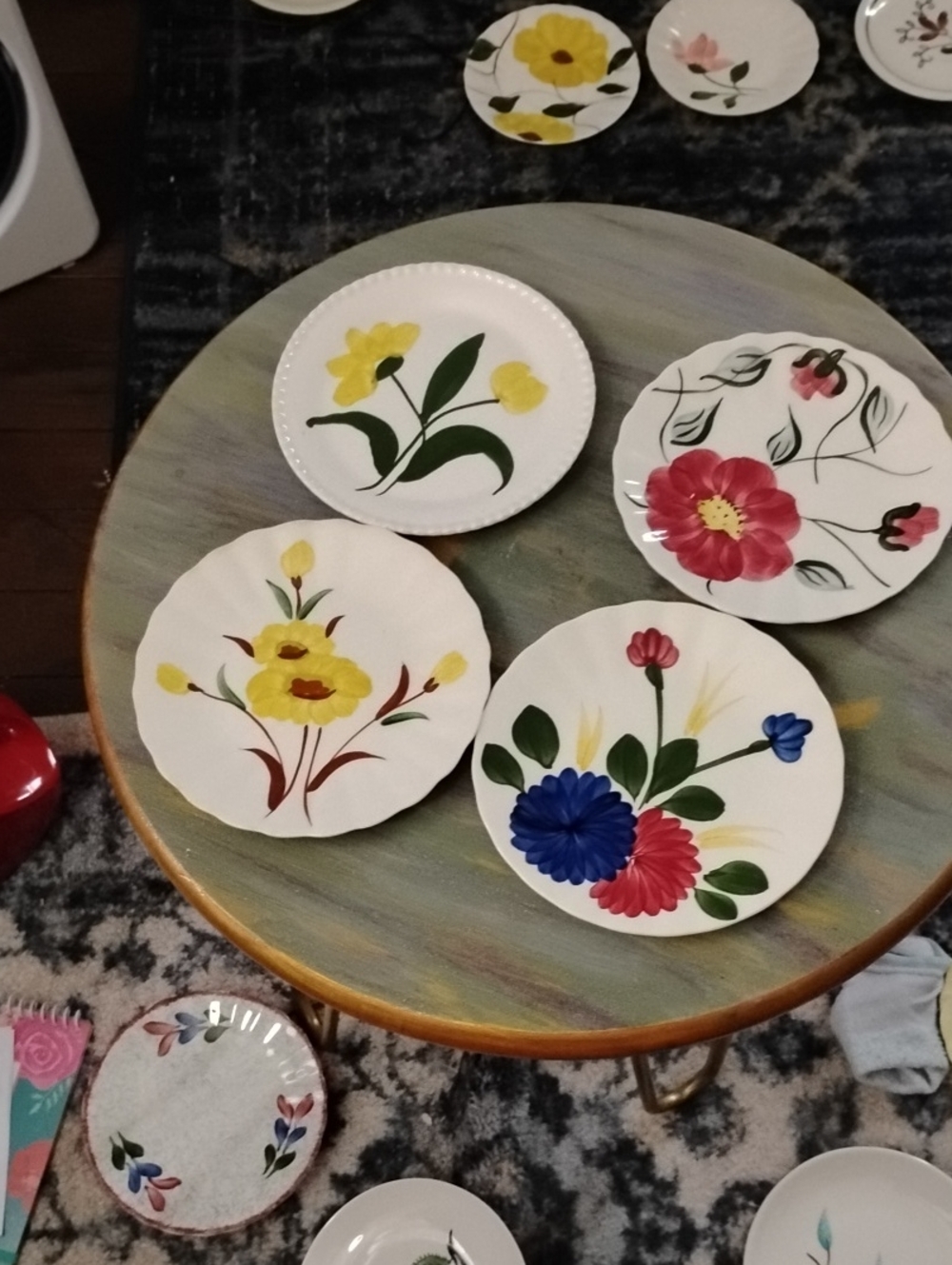 Blue Ridge Southern Potteries ,Hand-Painted Floral Decorative Wall Plates